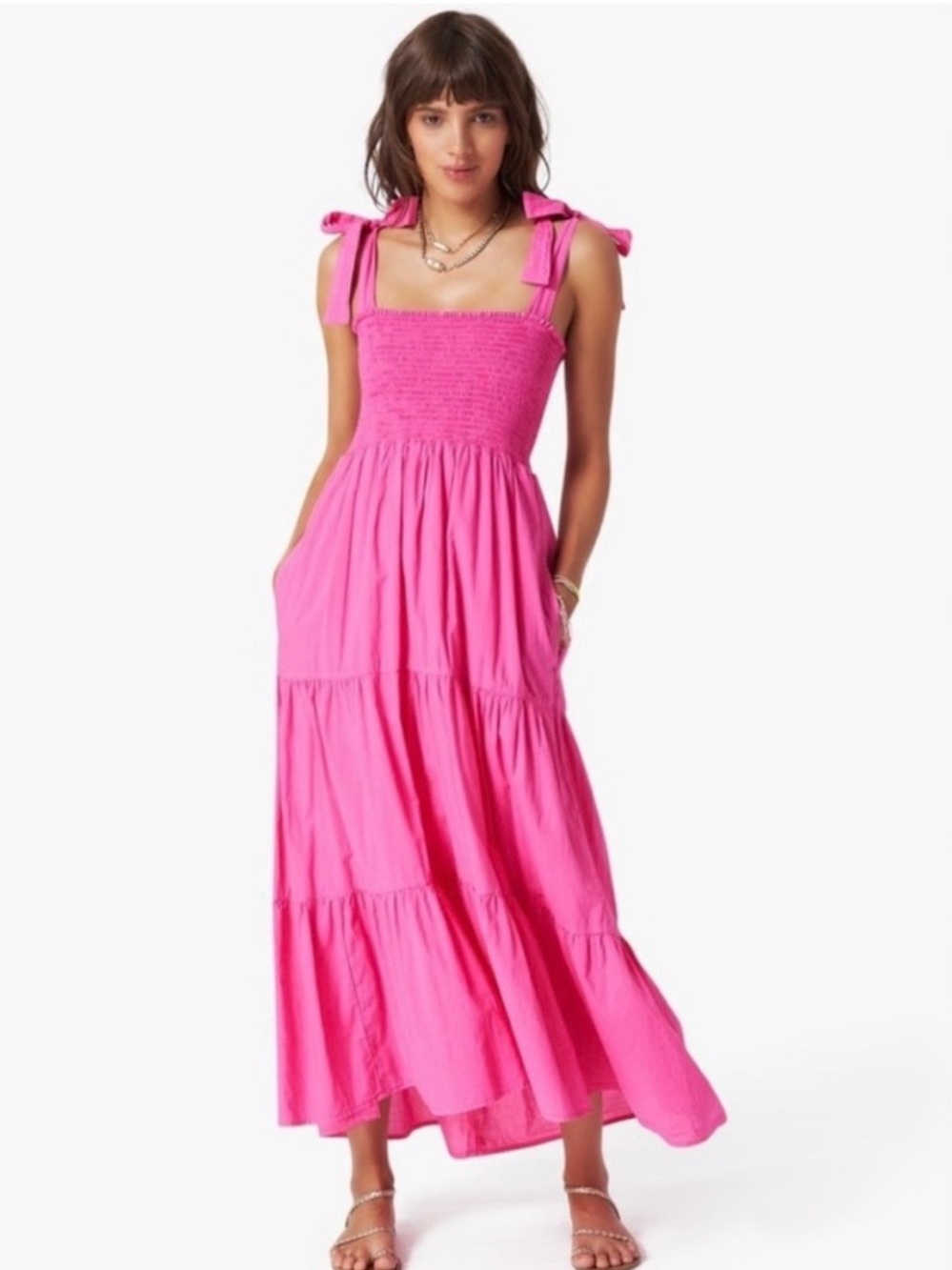 Xirena Lorraine Tie Shoulder Midi Dress in Pink
Size XS